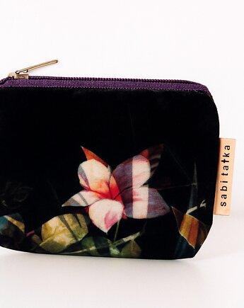 Portfel card holder z weluru Kwiatowy, sabi tatka