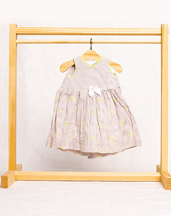 Sukienka lniana dla laki boho 37 cm z kokardką, OSOBY - Prezent dla dziewczynki