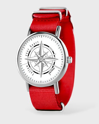 Zegarek - Kompas - czerwony, nylonowy, yenoo