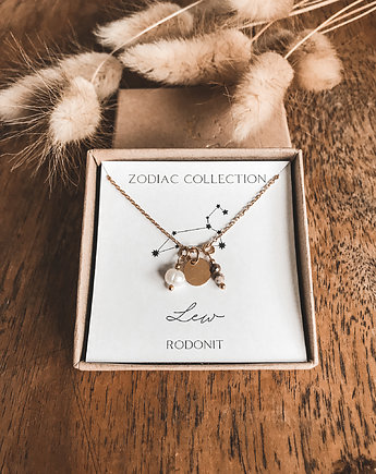 Naszyjnik znak zodiaku Lew rodonit, Tiny Stone