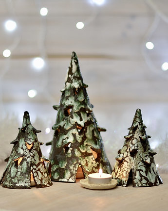 Zestaw świąteczny choinki ceramiczne, GOceramika