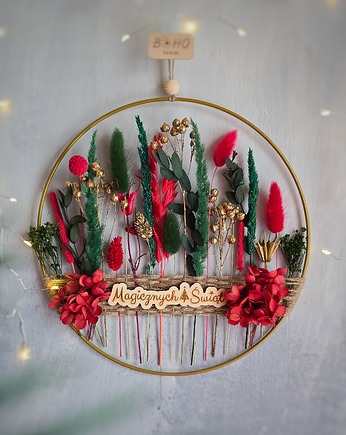 Świąteczna dekoracja na ścianę, drzwi lub okno, BohoSuszki