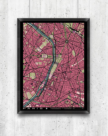 Paris - plan miasta, plakat A2, minimalmill