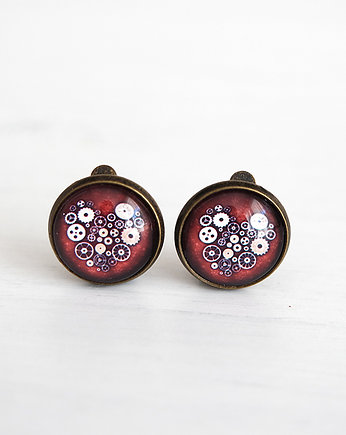 Klipsy - Serce steampunk - antyczny brąz, yenoo
