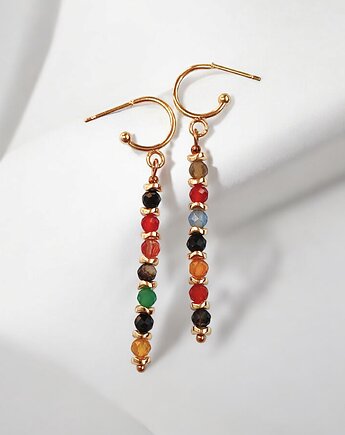 Jesienne patyczaki : długie kolczyki : agat, ozdobne sztyfty, kaktusia