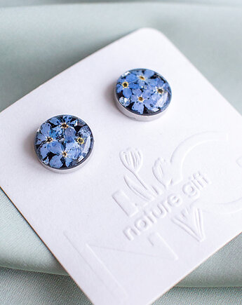 Kolczyki sztyfty z niezapominajkami, nature gift
