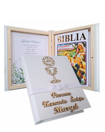 Pamiątka Pierwszej Komunii  Świętej, Biblia,Perełki, Prowansalska Manufaktura