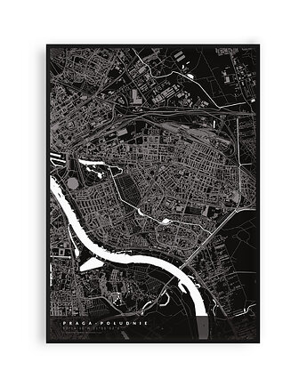 Plakat Mapa Pragi-Południe, dzielnice Warszawy, PLAKATY GEOMETRYCZNE