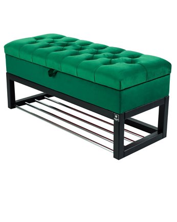 120 cm Kufer pikowany welur butelkowa zieleń, EMRA WOOD DESIGN