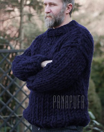 Sweter na grubych drutach 100% wełna, PANAPUFA