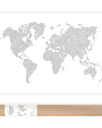 Plakat do Kolorowania Mapa Świata Kwiaty 50x70cm, Anna Grunduls Design