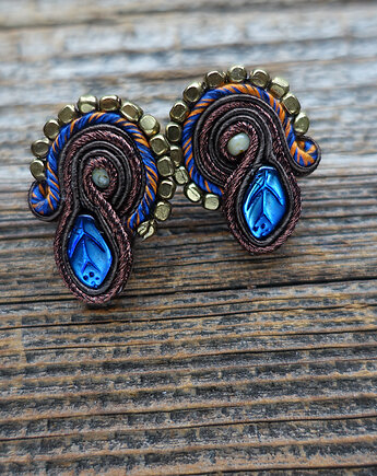 Kolczyki soutache Jesienny liść, Mró Soutache