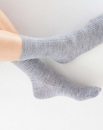 NORKI - Skarpetki Szare Prążkowane Wełniane Całoroczne 35 - 37, KOPYTO