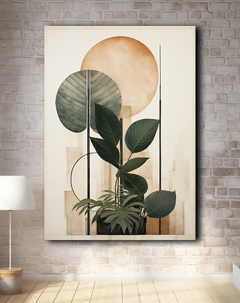 Tropikalne liście - Obraz na płótnie - Druk, Blejtrama - Loft, Minimalizm #1, Black Sapphire Art
