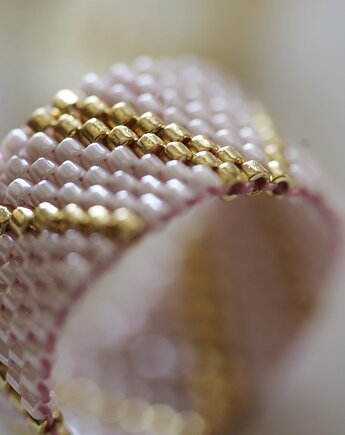 Pierścionek Beadingowy  GoldenPink, Karolina Herra