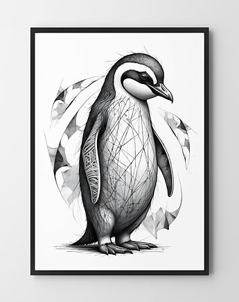 Plakat Vintage Pingwin v2, OKAZJE - Prezenty pod Choinkę