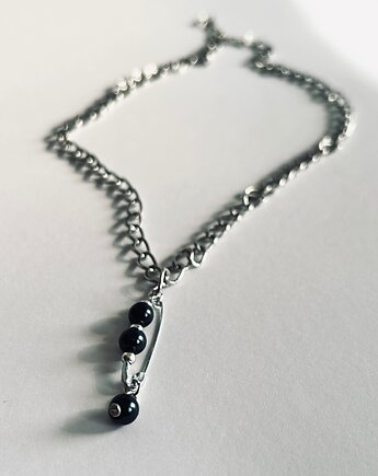 Naszyjnik z agrafka i perłami  srebro & czerń  Agrafka Studio, Agrafka studio