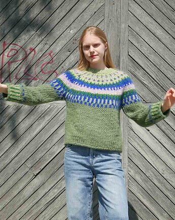 100% Merino sweter we wzory  na drutach, PANAPUFA