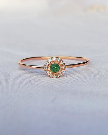 Pierścionek z szmaragdem i diamentami HALO, ARPELC