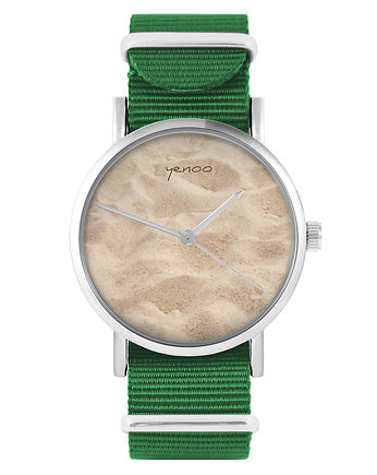Zegarek - Piasek, plaża - zielony, nylonowy, yenoo