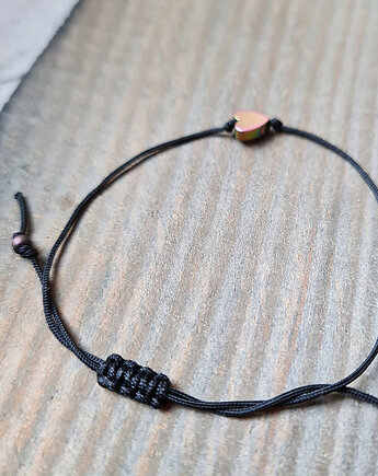 Bransoletka serduszko hematyt sznurek, COCONUT