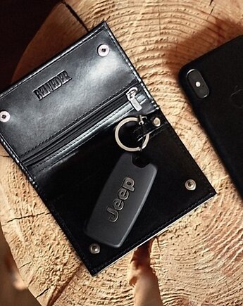 Eleganckie czarne etui skórzane na kluczyk samochodowy belveder BK72, Belveder