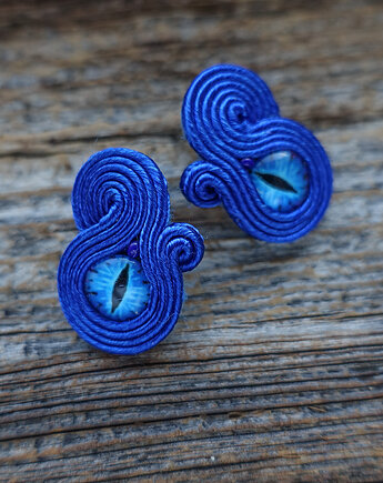 Kobaltowe  oczka - kolczyki soutache, Mró Soutache