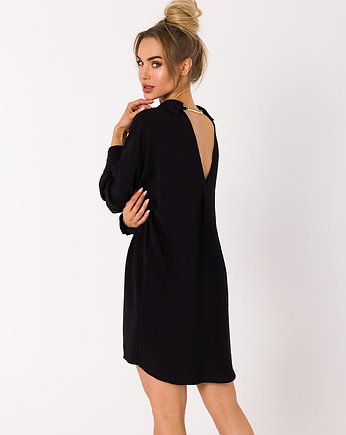 Sukienka koszulowa z łańcuszkiem-czarna(M-740), MOE