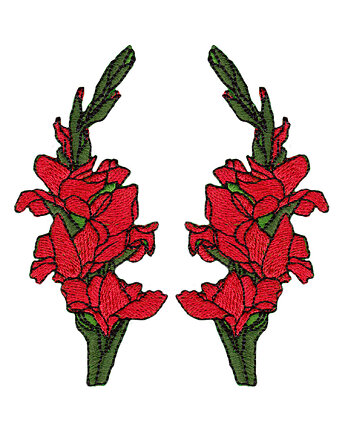 Naszywki termo symetryczne Kwiaty Mieczyki zestaw 10x4,5cm, Wyszywane