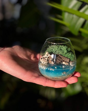 Terrarium natura zamknięta w szkle, Resinywood 