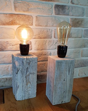 Lampa LOFT drewno z recyklingu, Pracownia szkła