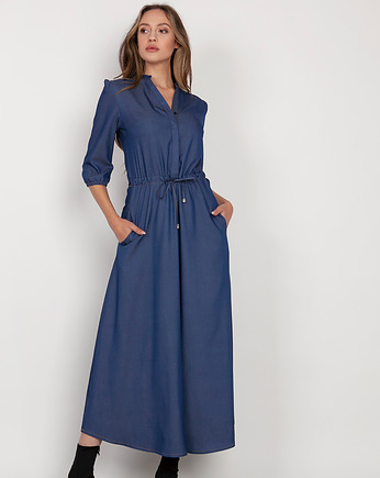 Długa sukienka z rękawem 3/4 - SUK205 jeans, Lanti