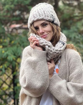 Zestaw 100% MERINO CZAPKA i komin, PANAPUFA