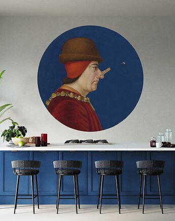 Mural DOTS Mężczyzna z żabką- okrągła dekoracja ścienna, Ravenart