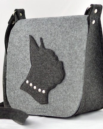 Promocja! Torebka Filcowa- Listonoszka z Buldogiem, Green Sheep