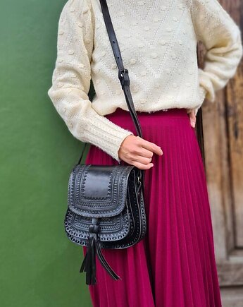 Torebka damska skórzana ręcznie robiona góralska Luisa, SempreArte