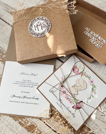 Wyjątkowa kartka na komunię dla dziewczynki ręcznie robiona, sorte