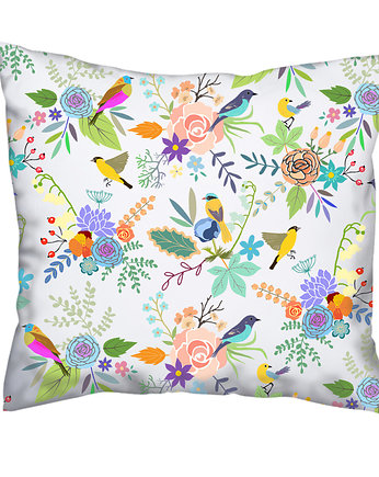 Poduszka full print, kwiaty i ptaki, Love Life and Forest