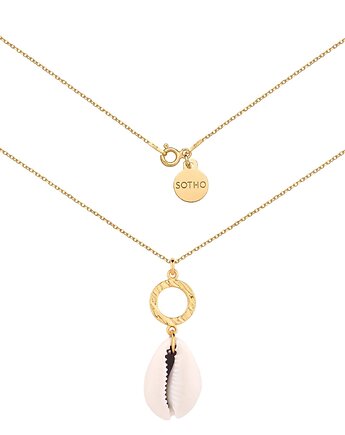 Złoty naszyjnik z chropowatym kółeczkiem i dużą muszelką, SOTHO