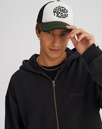 Kolorowa czapka TRUCKERKA czarno - zielona, HARP TEAM