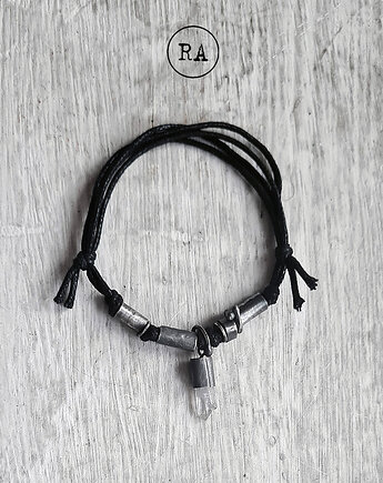 Bransoleta srebro bawełna i kryształ górski M25-1, RA