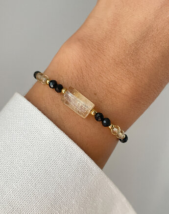 Bransoletka na nici z czarnym turmalinem i cytrynem - ochrona i dobrobyt, Bring Biżuteria