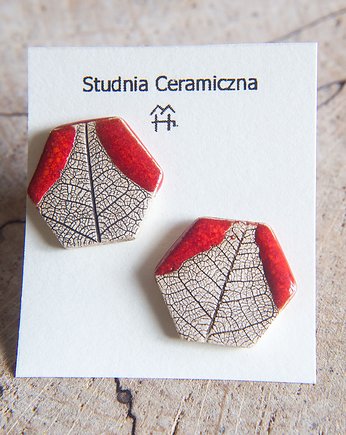 Kolczyki ceramiczne z listkiem, studnia ceramiczna