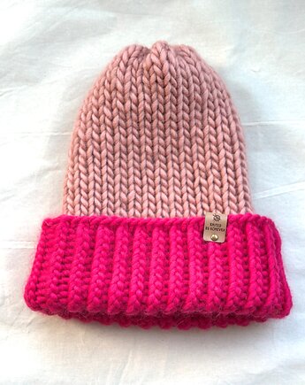 Czapka z wełny szlachetnej Oversize  Handmade Wełna naturalna, Konevka store