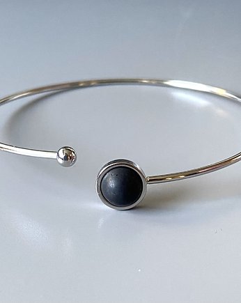 Sztywna bransoletka, beton, stal k. srebrny, CONCRETE.ME jewelry