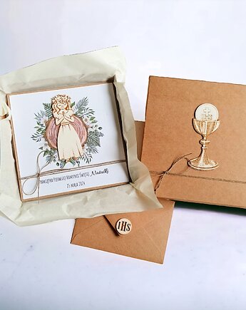 Kartka, personalizacja, pudełko, koperta : drewno: dziewczynka, OSOBY - Prezent dla Dziewczyny