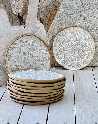 Talerz śniadaniowy w stokrotki 17cm, GOceramika