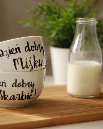 Komplet misek DZIEŃ DOBRY! - ręcznie malowane, Jędrki