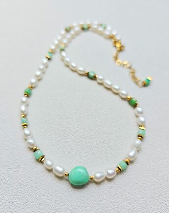 Naszyjnik Chryzopraz w Perełkach, ILEA