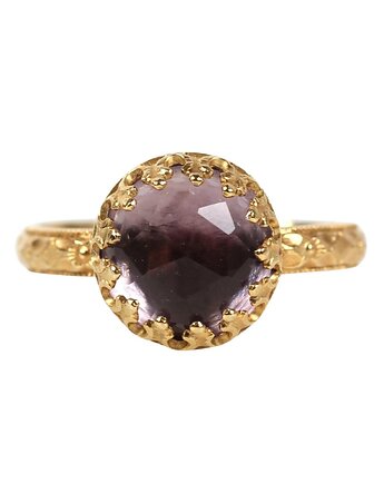 Złoty pierścionek Princess z ametystem w stylu Vintage, Blooming Stones